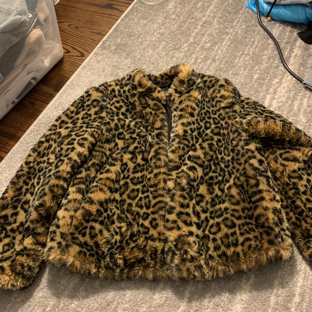 Zara cheetah faux fur jacket